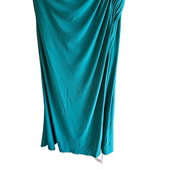 Mac Duggal 26484 Ruched Off The Shoulder Midi Dress Size 2 Emerald Green - Picture 5 of 13